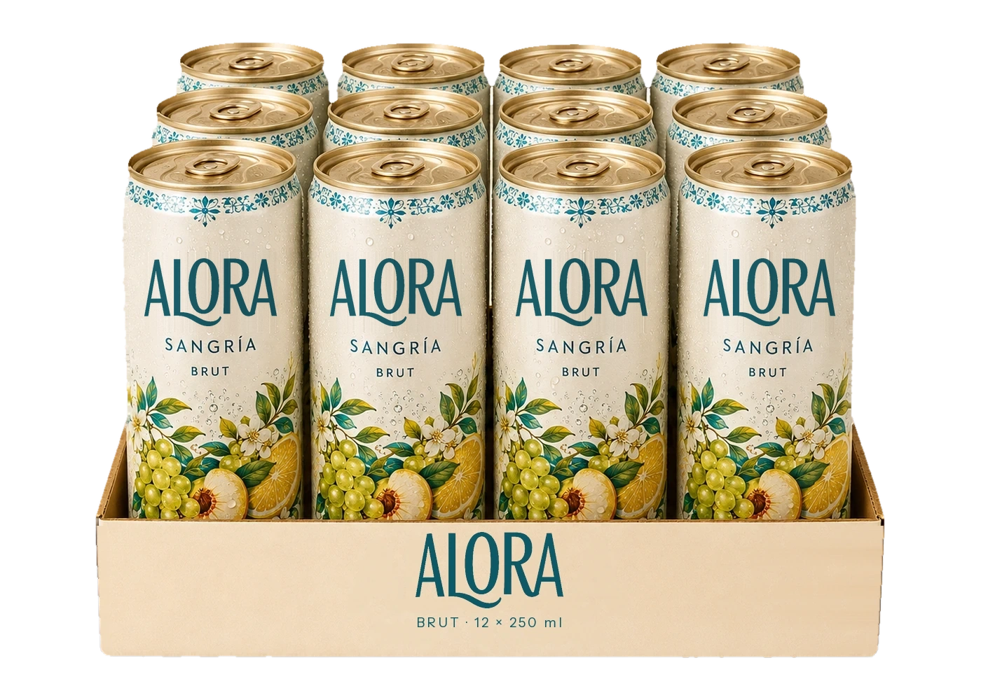 Tray met 12 blikjes ALORA SANGRÍA BRUT